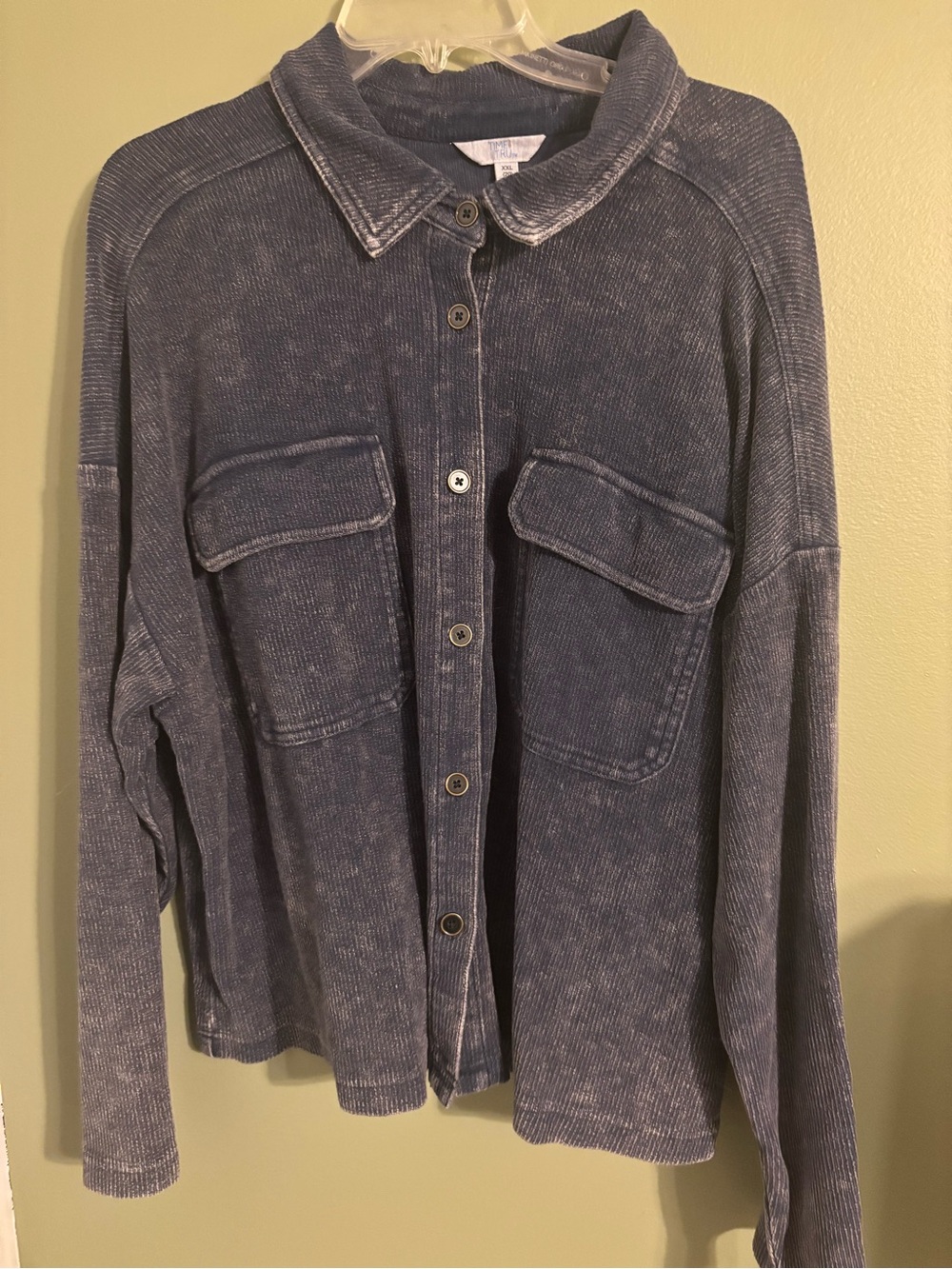 Time and Tru Washed Indigo Button-Front Shirt Jacket